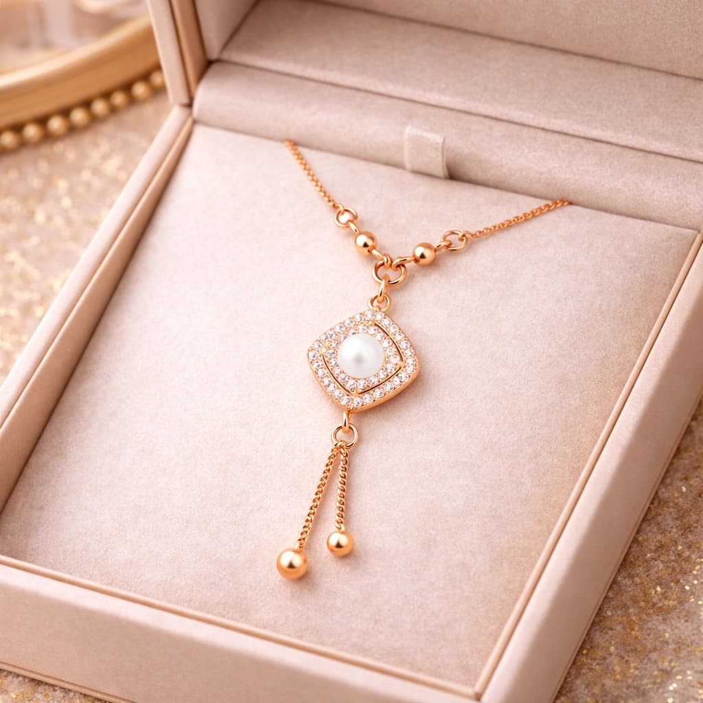Celeste Pearl Halo Drop Necklace β alternate view