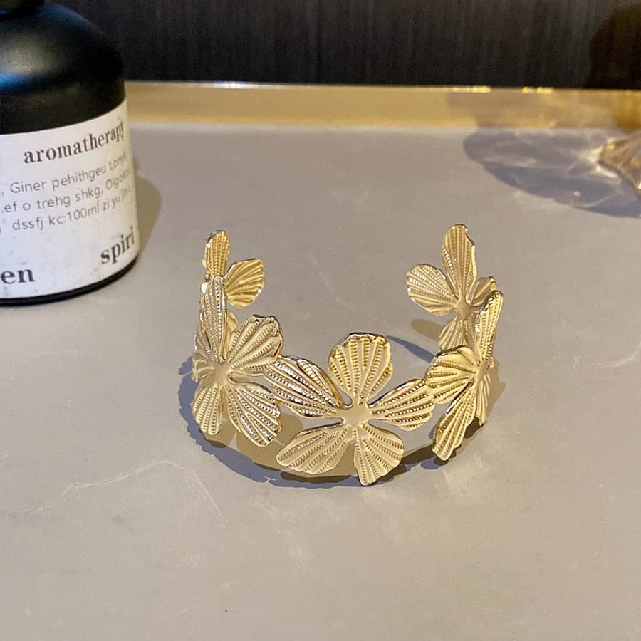 Aurelia Floral Bloom Open Cuff Bracelet imitation Bracelets by Soni De Nakhre