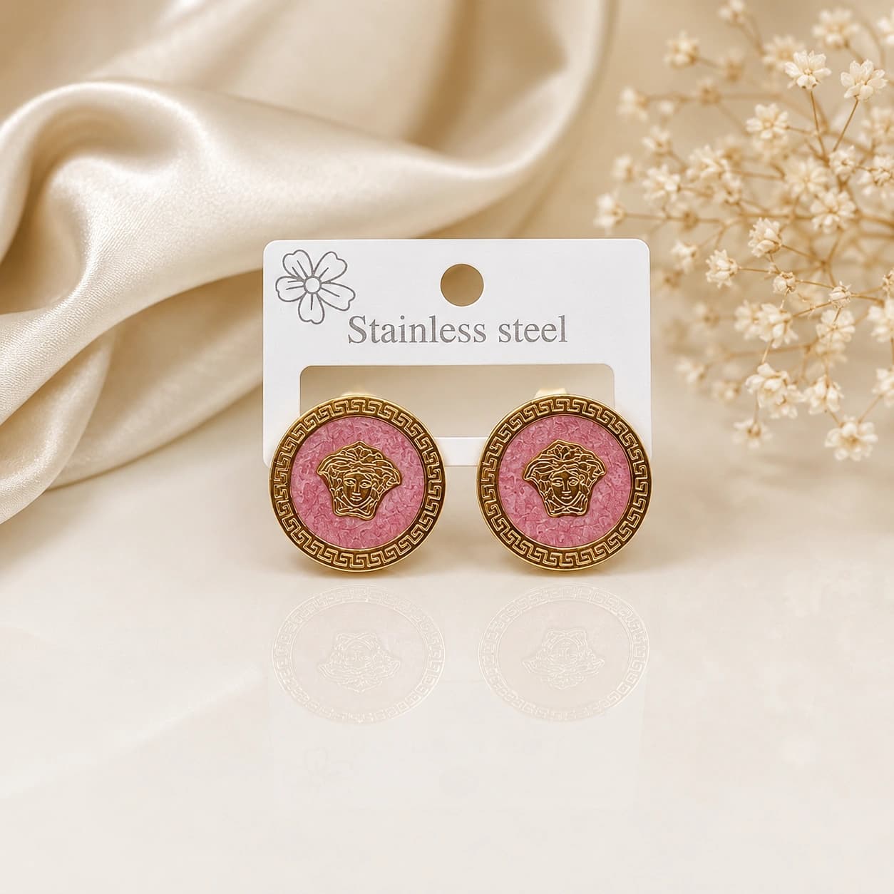 Celeste Rose Gold Medusa Coin Stud Earrings imitation Earrings by Soni De Nakhre