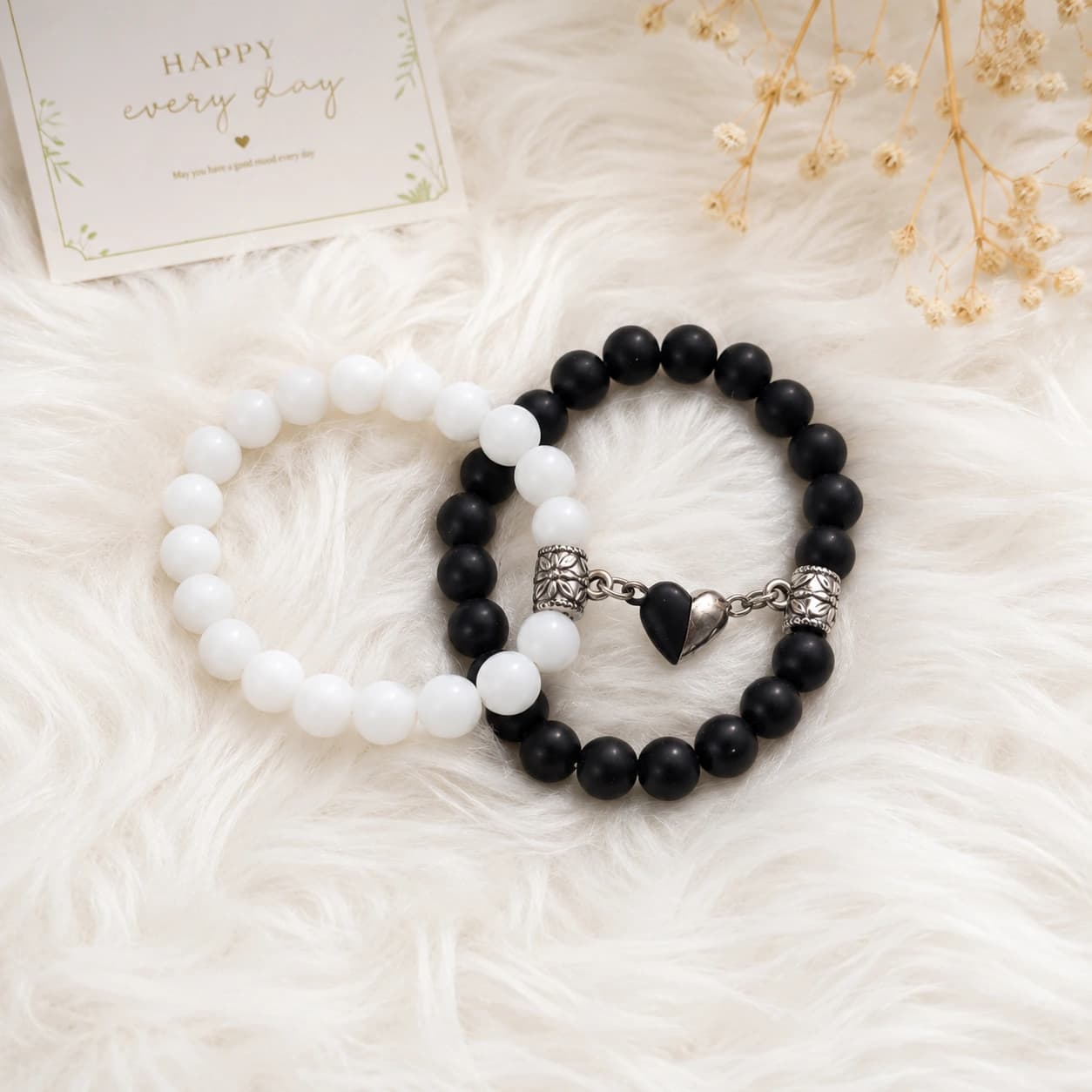 Eternal Duo Black & White Beaded Couple Bracelet Set imitation Bracelets by Soni De Nakhre