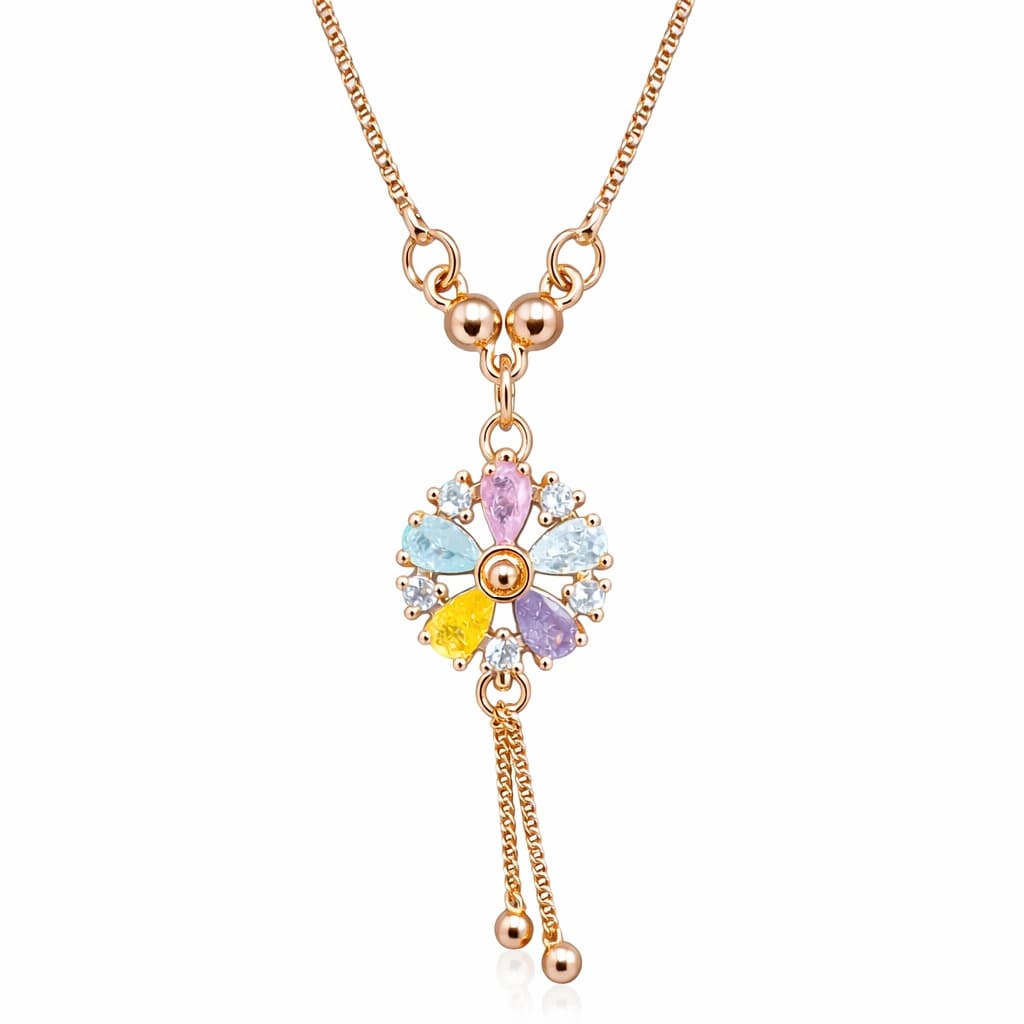 Celeste Multicolor Crystal Flower Drop Necklace imitation Necklaces by Soni De Nakhre