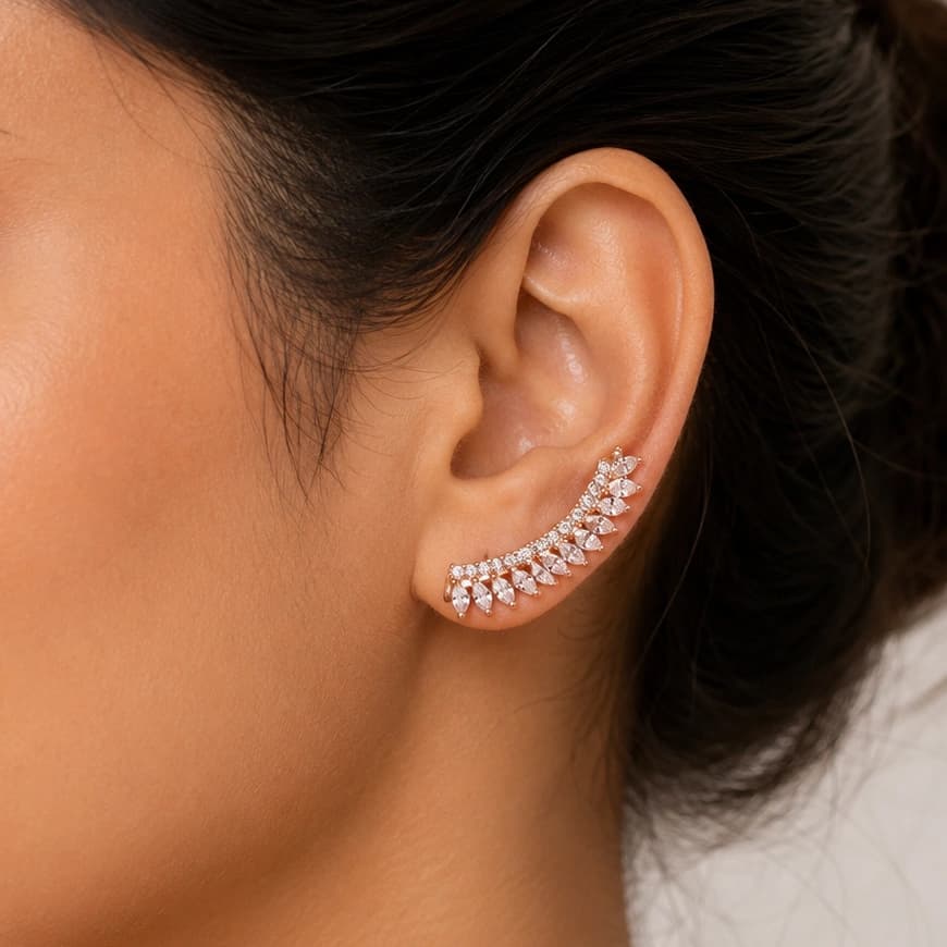 Celeste Crystal Leaf Ear Cuff Earrings by Soni De Nakhre β alternate view
