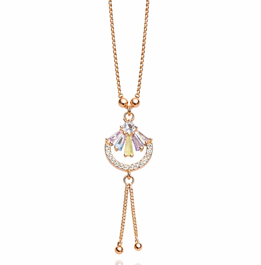 Celeste Rainbow Fan Drop Necklace