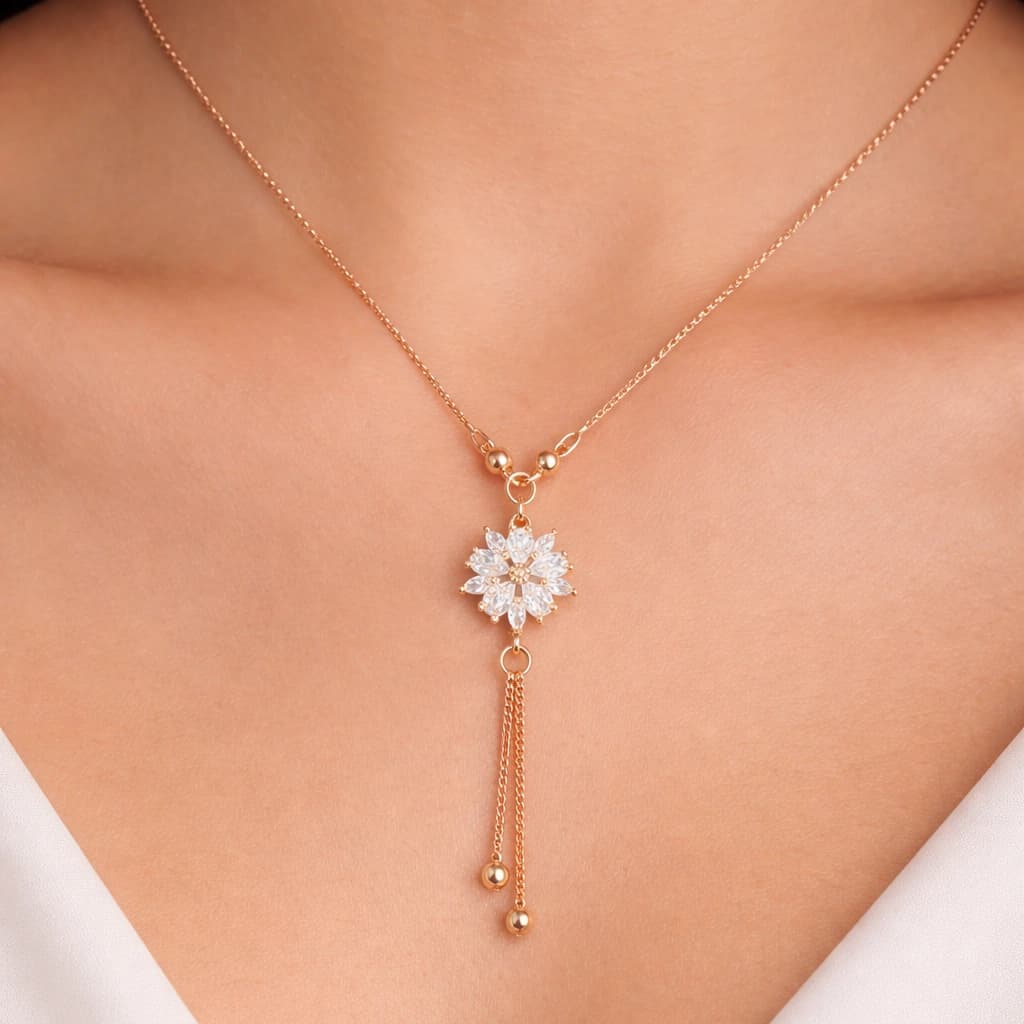 Celeste Crystal Bloom Drop Necklace β alternate view