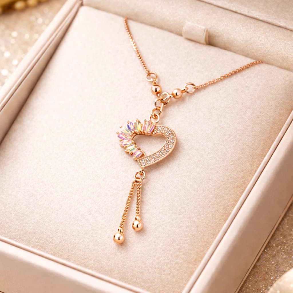 Celeste Multicolor Heart Drop Necklace β alternate view