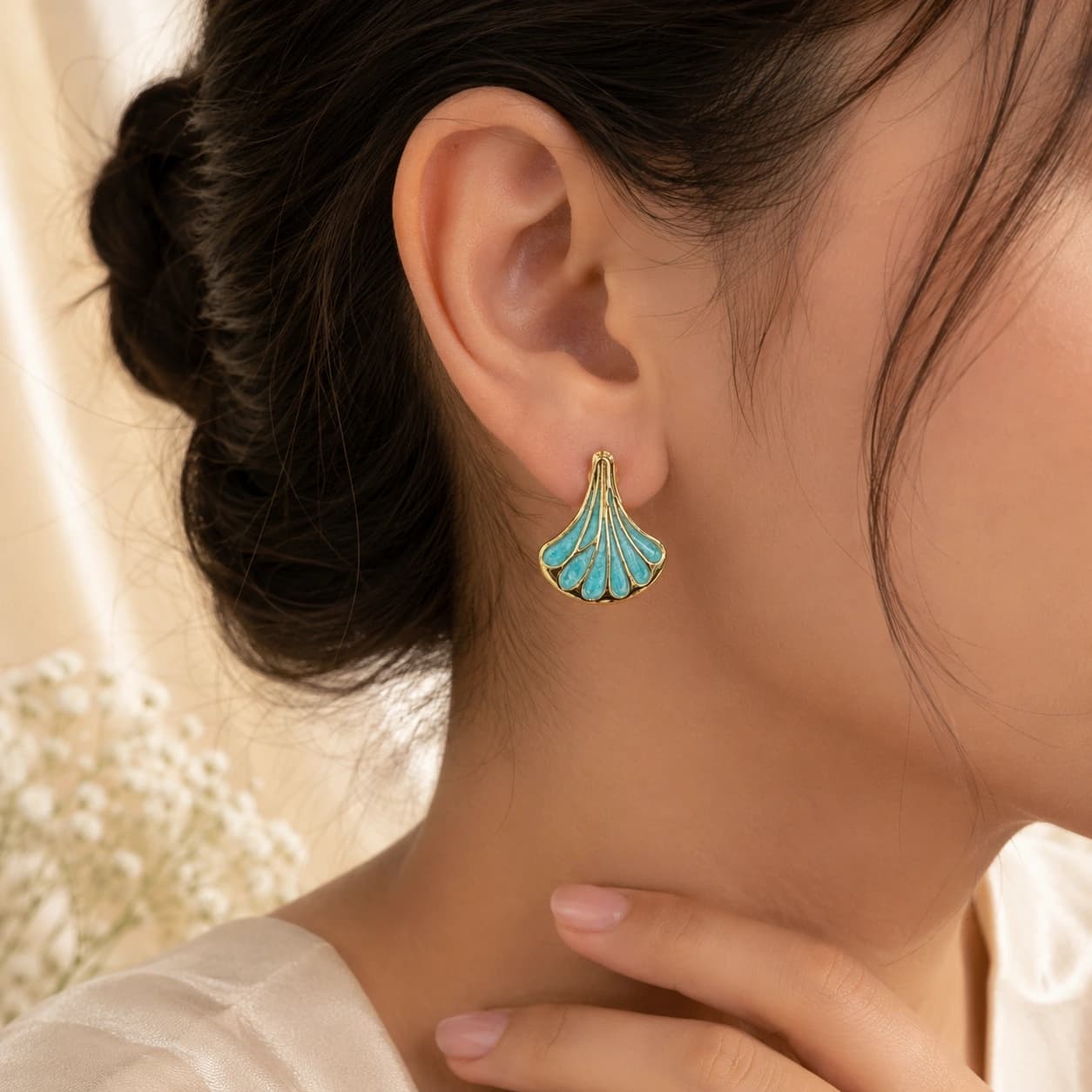 Celeste Turquoise Fan Drop Earrings by Soni De Nakhre β alternate view