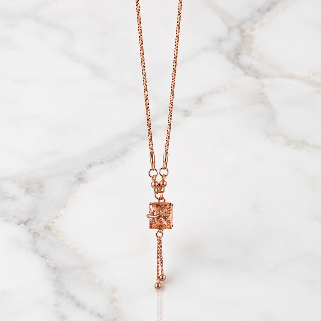 Celeste Leaf Square Drop Necklace β alternate view