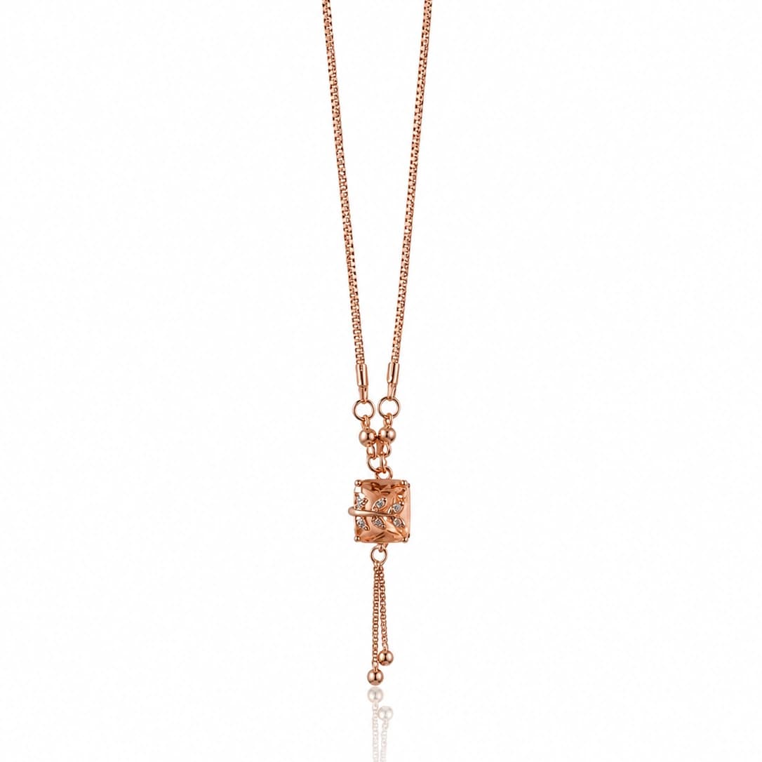 Celeste Leaf Square Drop Necklace