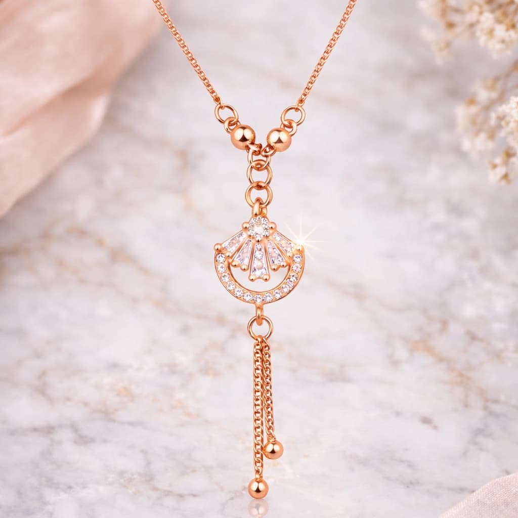 Aurelia Crystal Fan Drop Necklace β alternate view