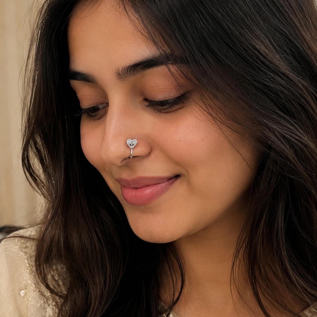 Celeste Heart Crystal Nose Pin β alternate view