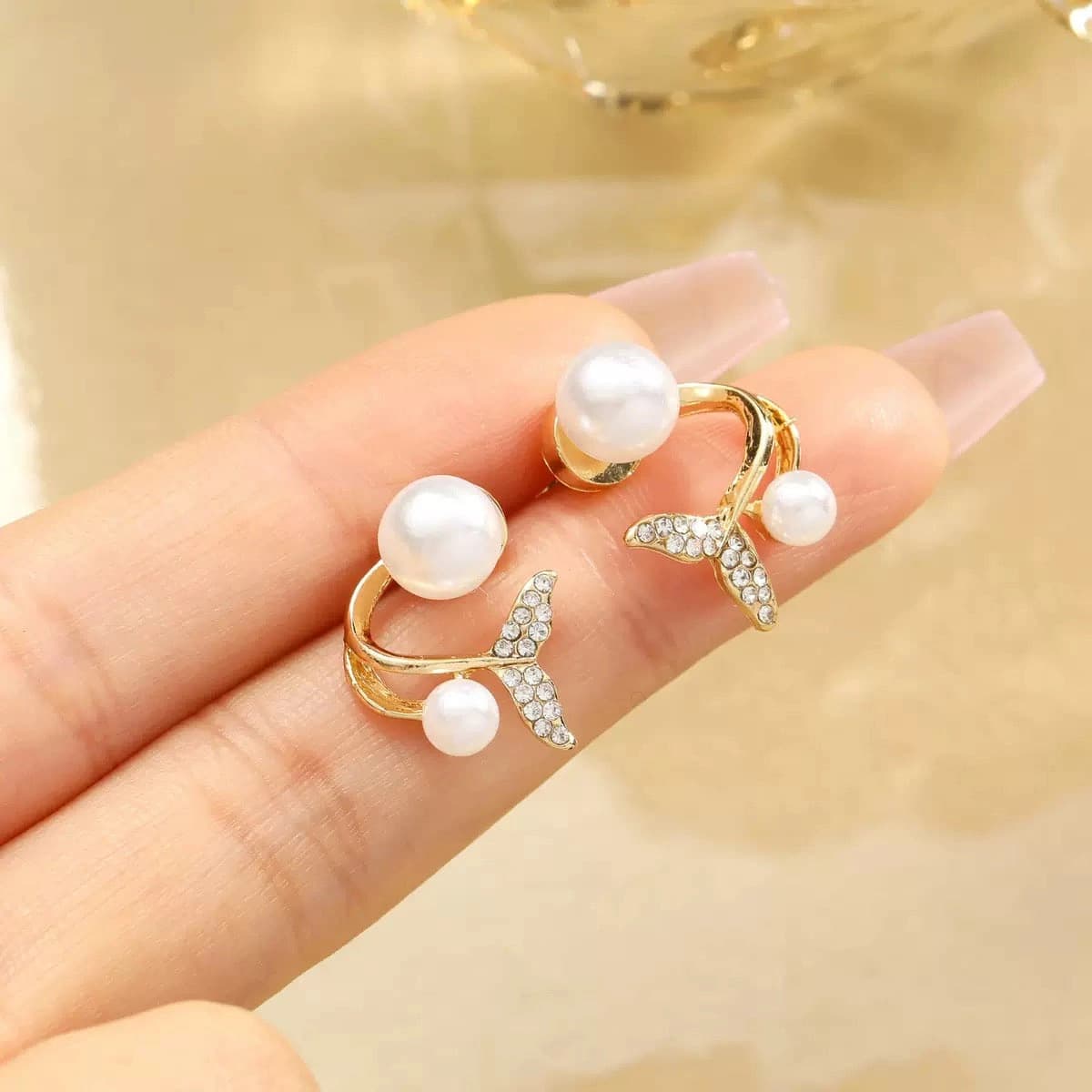 Celeste Pearl Bow & Crystal Korean Earrings imitation Earrings by Soni De Nakhre
