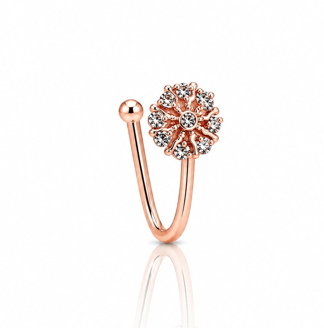 Celeste Floral Crystal Rose Gold Nose Pin imitation Nose Pin by Soni De Nakhre