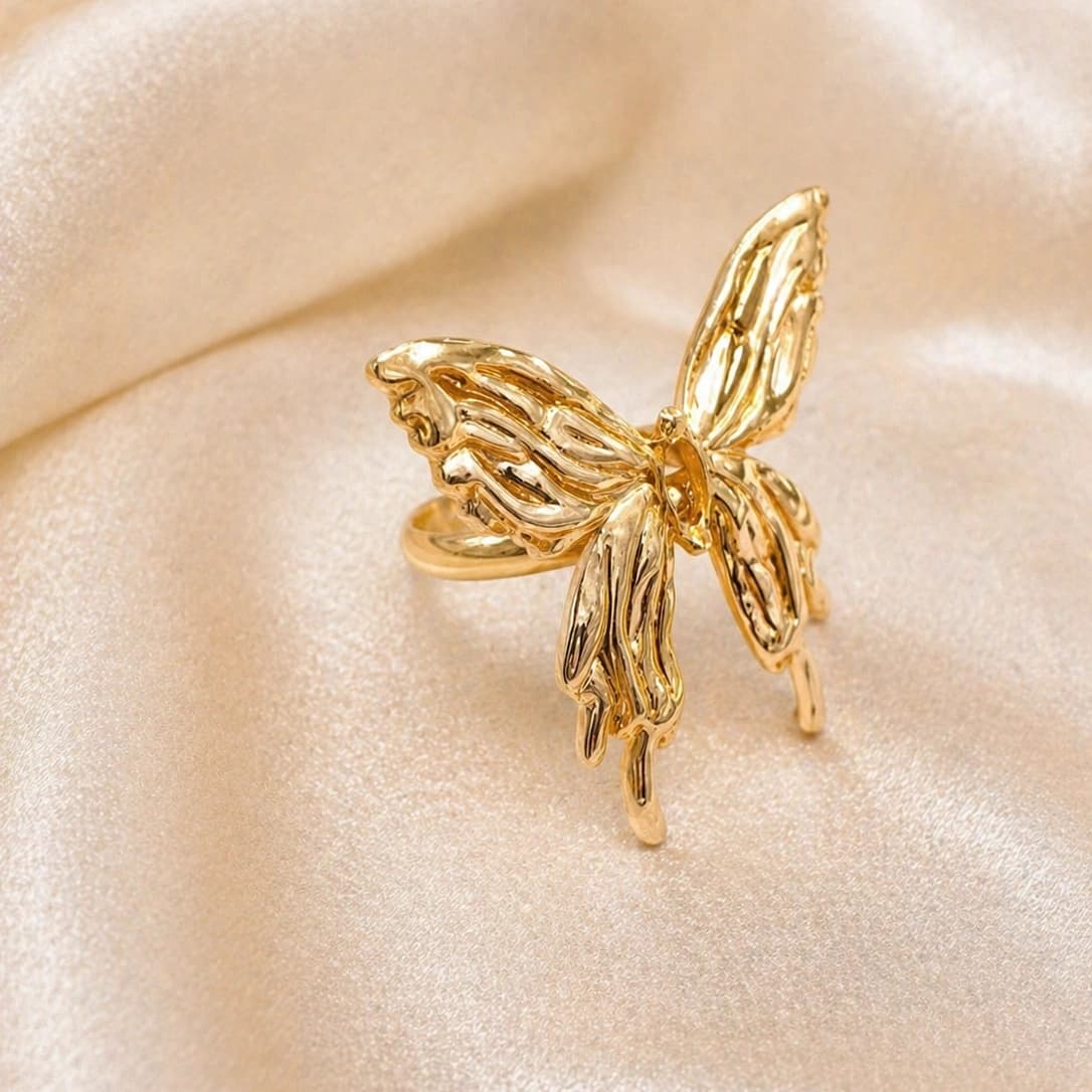 Celeste Golden Butterfly Statement Ring imitation Rings by Soni De Nakhre