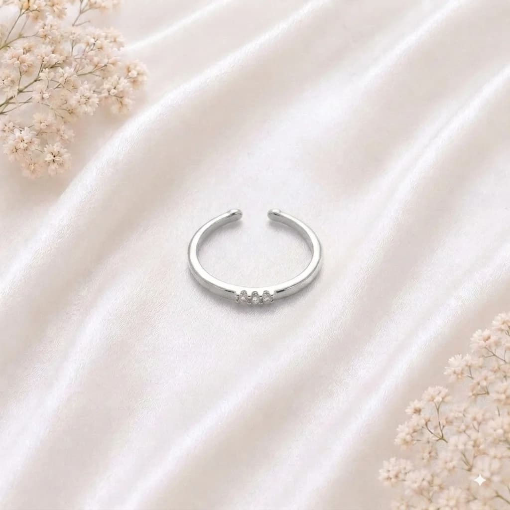 Celeste Silver Crystal Open Ring