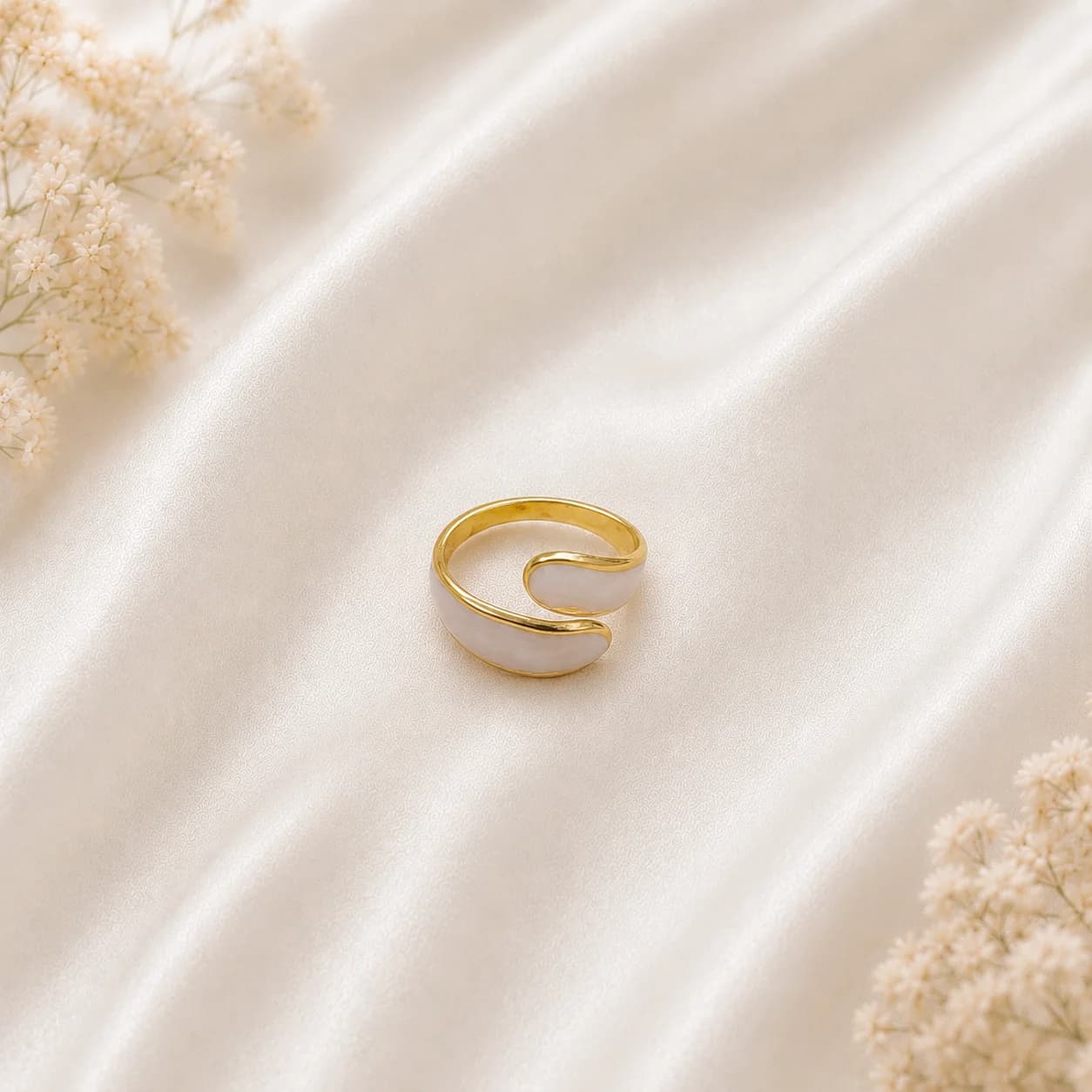 Celeste Ivory White Open Wave Ring