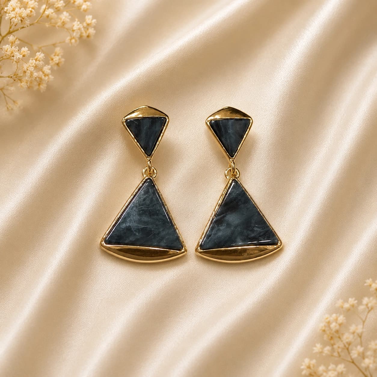 Celeste Noir Geometric Triangle Drop Earrings imitation Earrings by Soni De Nakhre