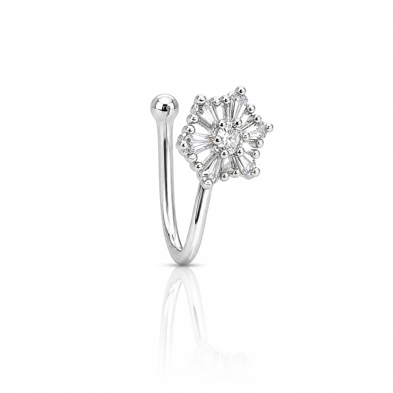 Celeste Radiant Floral Crystal Silver Tone Nose Pin imitation Nose Pin by Soni De Nakhre