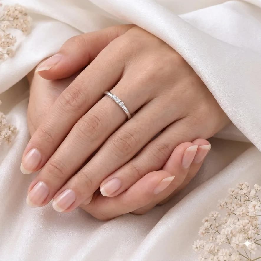 Celeste Silver Crystal Open Ring β alternate view