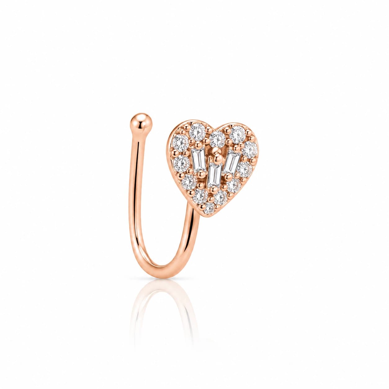 Celeste Heart Crystal Rose Gold Nose Pin imitation Nose Pin by Soni De Nakhre
