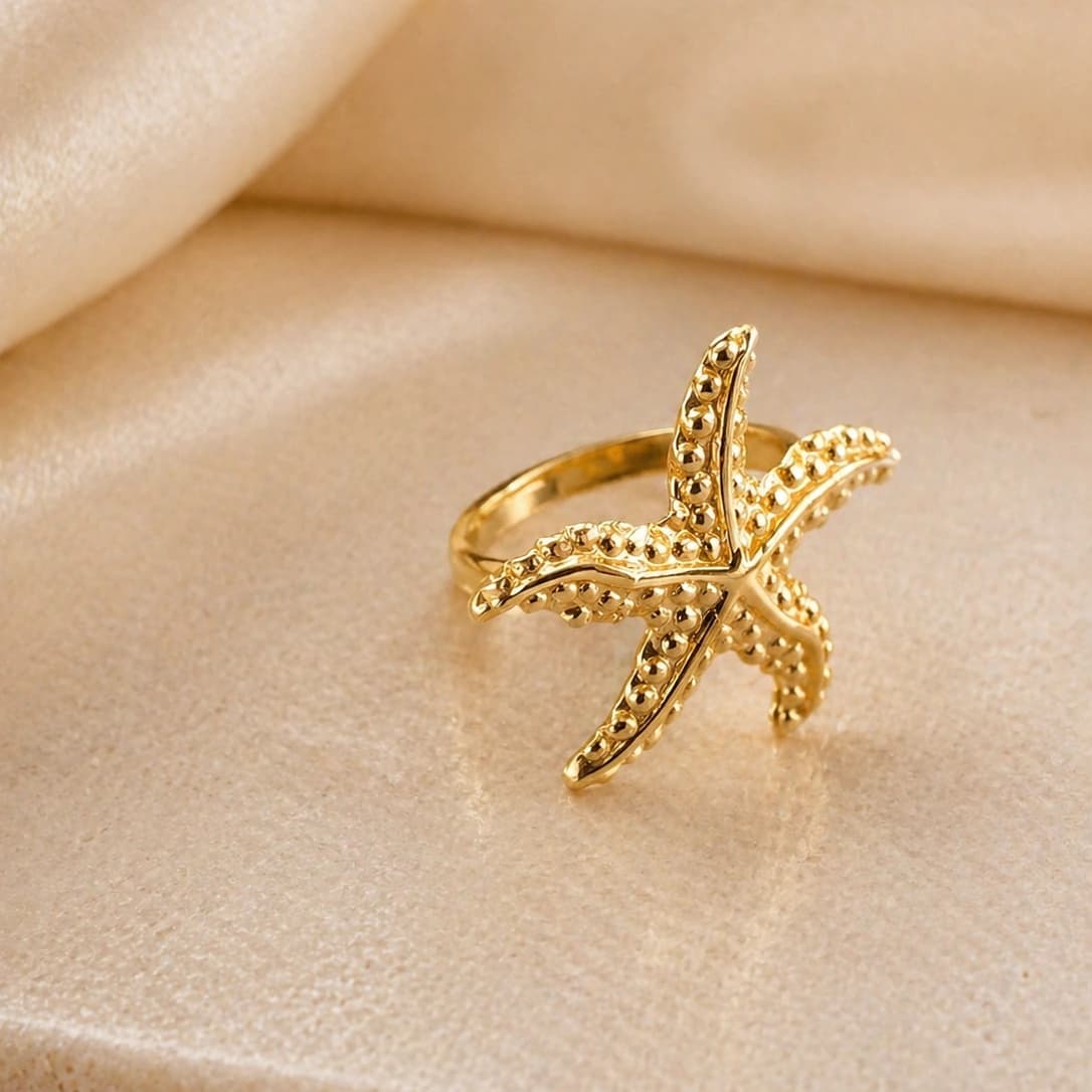 Celeste Golden Starfish Statement Ring